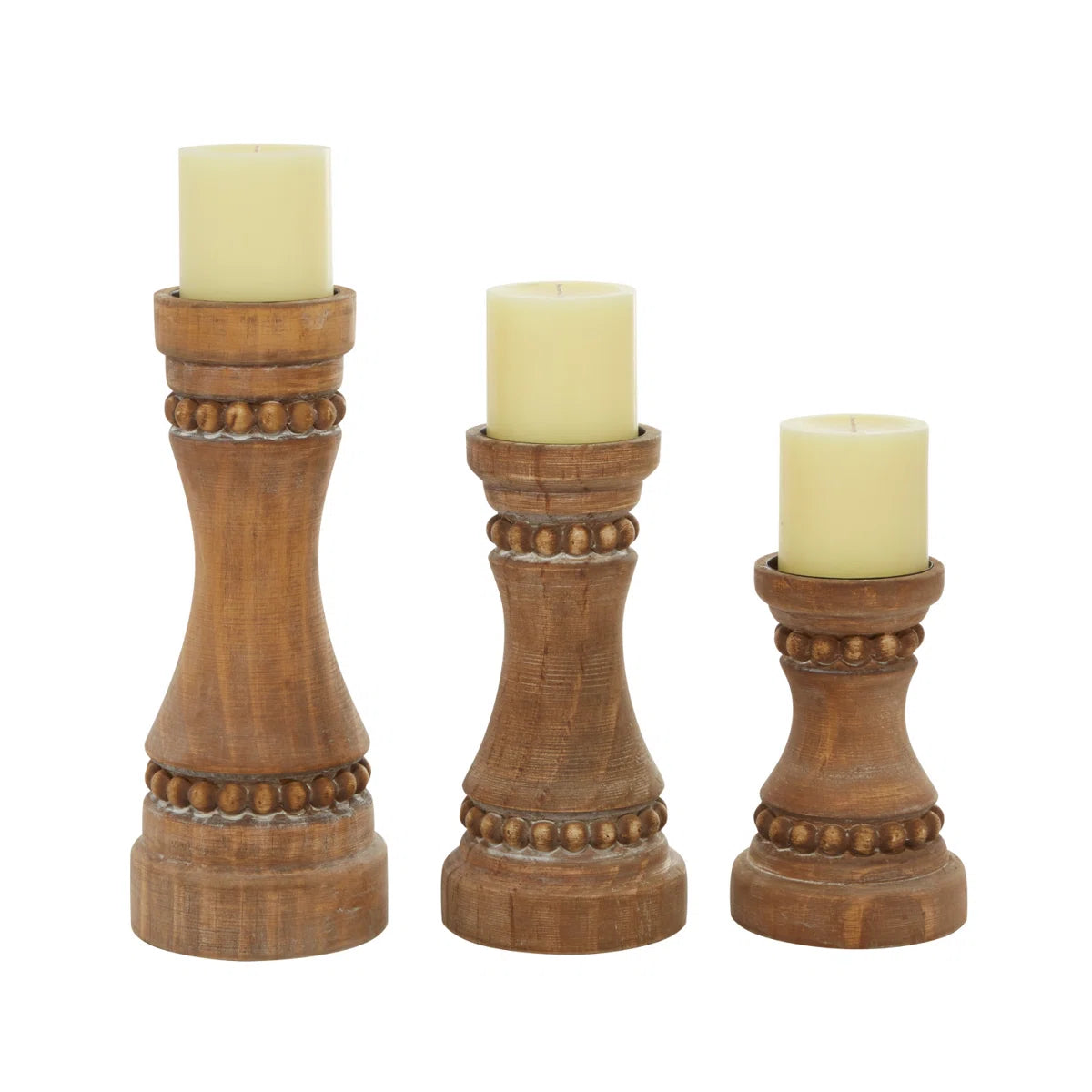 11.85'' H Wood Tabletop Candlestick
