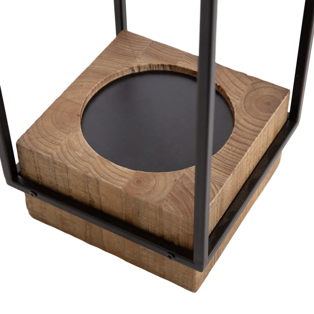 Wood and Metal Two-Piece Candle Holder Set