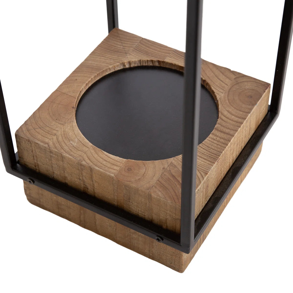 Wood and Metal Two-Piece Candle Holder Set