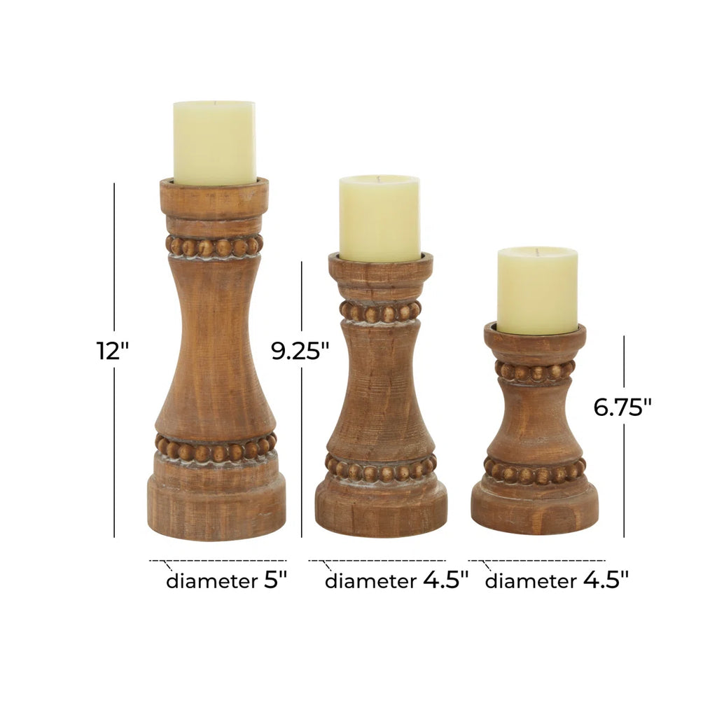 11.85'' H Wood Tabletop Candlestick