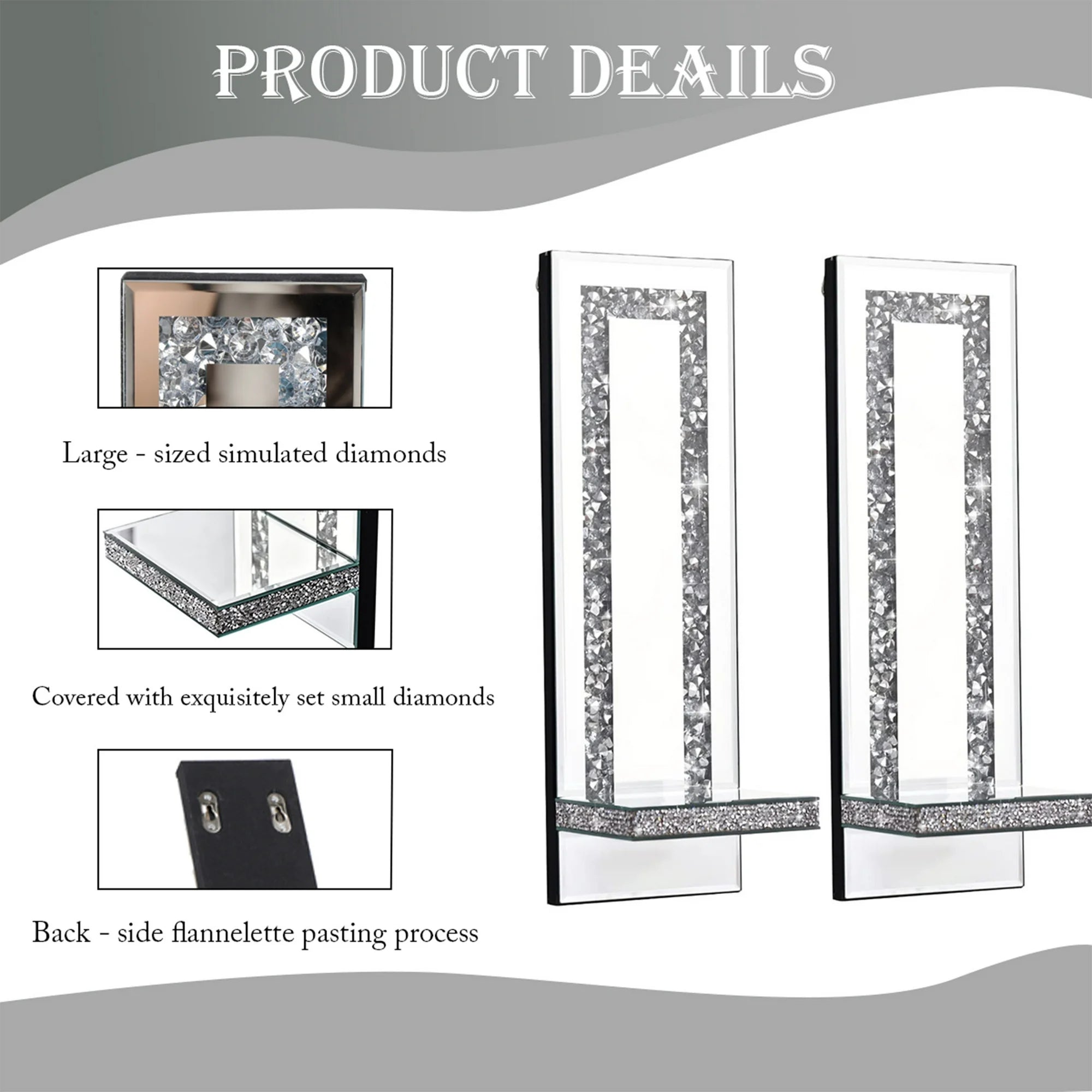 Luxury Crystal Wall Candle Holders Set of 2